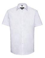 Russell Collection Tailliertes Kurzarm-Hemden aus Herringbone, Light Blue 3XL (47/48), Z963 – Blanc