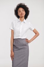 Russell Collection Tailliertes Kurzarm-Hemd in Herringbone, Light Blue XS, Z963F – Bild 1