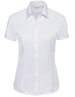 Russell Collection Tailliertes Kurzarm-Hemd in Herringbone, Light Blue XS, Z963F – Bianco