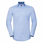 Russell Collection Long-Sleeve Shirt with Contrast Details and Slim-Fit – Light Blue/Mid Blue/Bright Navy