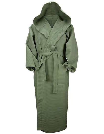ARTG Waffelstruktur Bademantel mit Kapuze, Army Green XS, AR028