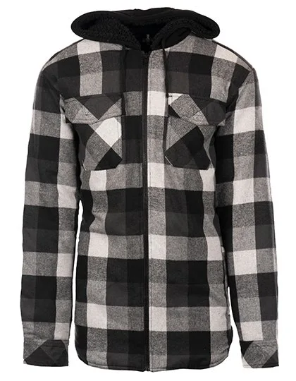 Burnside Flanelljacke mit Sherpa-Kapuze, Black - Grey