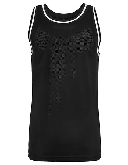 BuildYourBrand Mesh Tank Top with Long Cut and Ribbed Cuffs