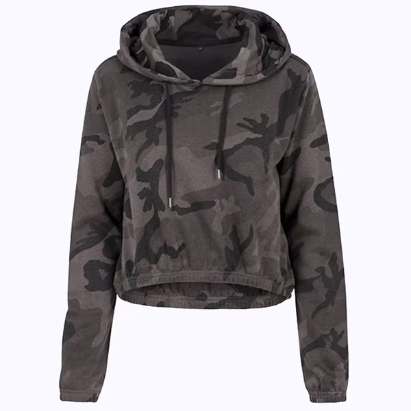 Camo Crop Hoodie mit Kordelzug