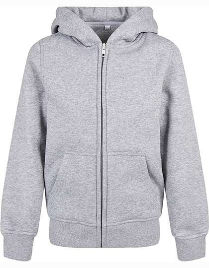 BuildYourBrand Bio-Baumwoll Kapuzenpullover mit Reißverschluss, Heather Grey 134/140, BY188