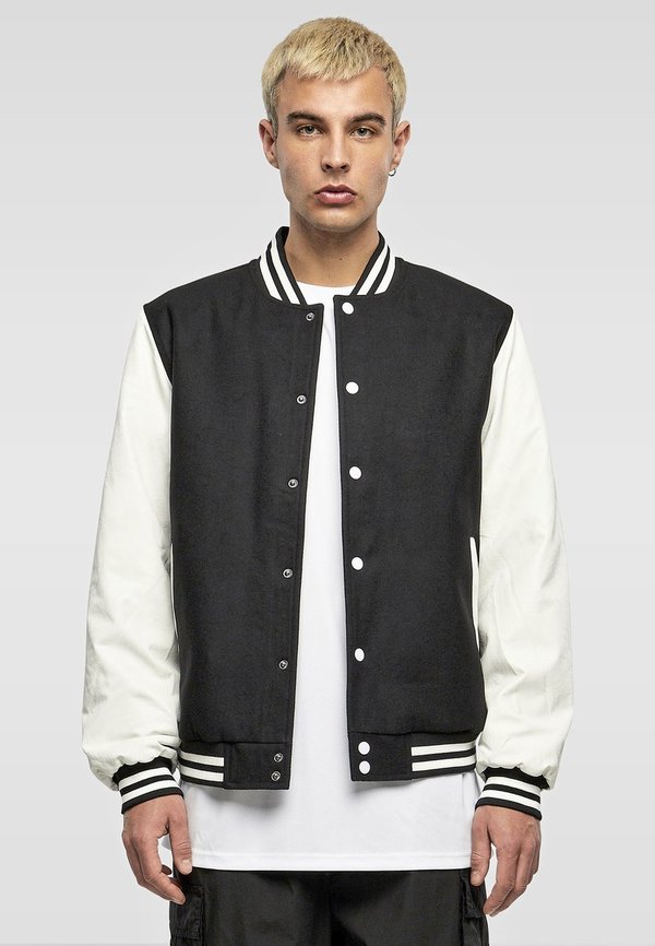 BuildYourBrand Oldschool College Jacket in Schwarz-Weiß