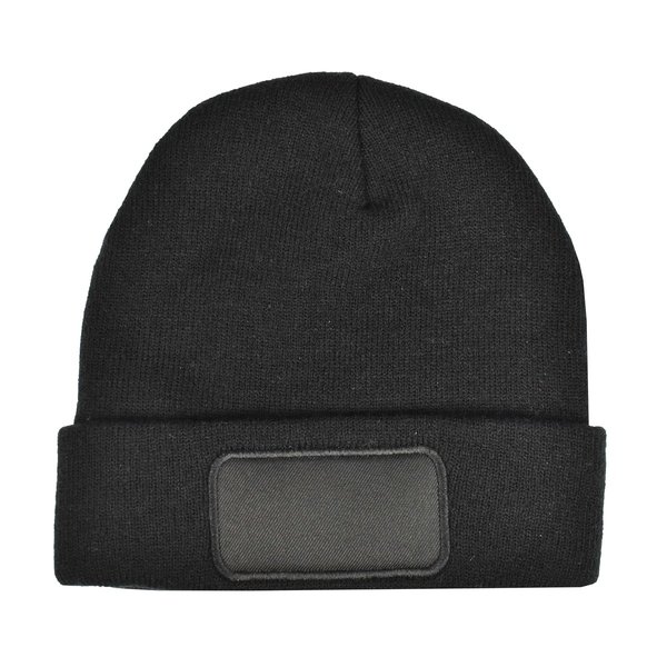 L-merch Strickmütze mit breiter Krempe und Patch