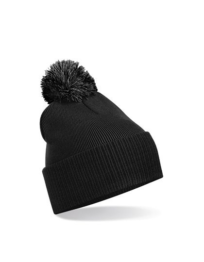 Beechfield Snowstar Beanie mit buntem Bommel, Black/Graphite Grey One Size, CB450