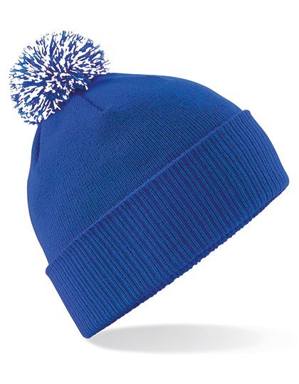 Beechfield Snowstar Beanie mit buntem Bommel, Bright Royal/White One Size, CB450