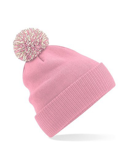 Beechfield Snowstar Beanie mit buntem Bommel, Dusky Pink/Off White One Size, CB450