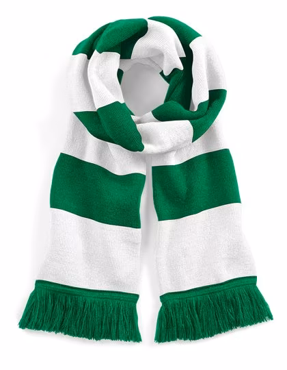 Beechfield Doppellagiger Strickschal mit Fransen, Kelly Green/White One Size, CB479