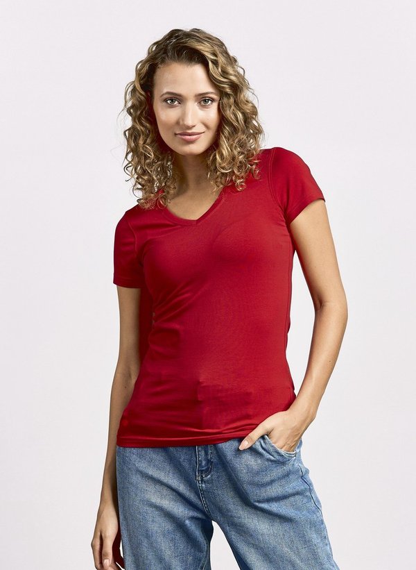 Promodoro Figurbetontes V-Ausschnitt T-Shirt Baumwolle