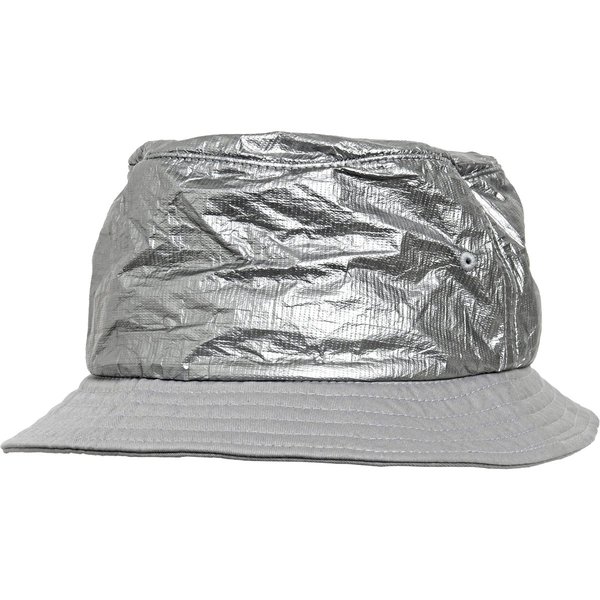 FLEXFIT Crinkled Paper Bucket Hat in Schwarz/Silber