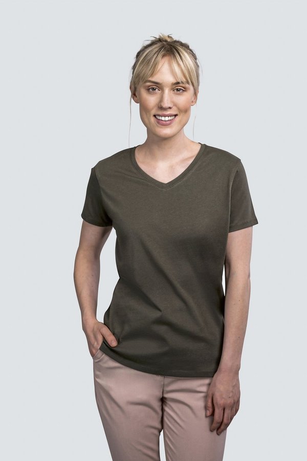 HRM Luxuriöses V-Ausschnitt T-Shirt, Bio-Baumwolle