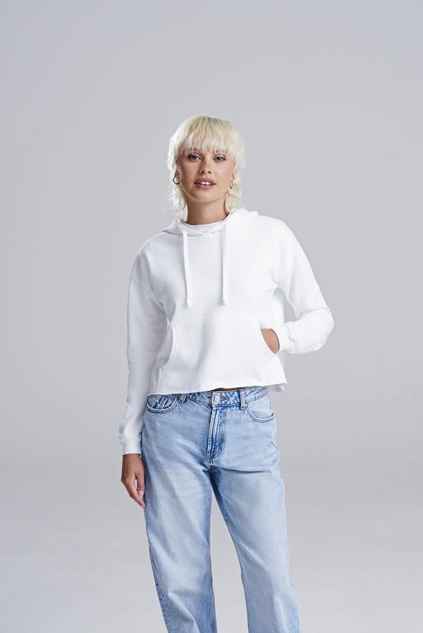 Just Hoods Cropped Hoodie mit Kängurutasche für Damen