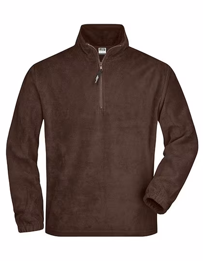 James&Nicholson Half-Zip Fleece Sweatshirt mit Kadettkragen, Brown L, JN043