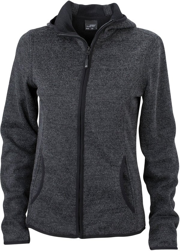 James&Nicholson Strick-Fleece Kapuzenjacke mit Teilungsnähten für Damen