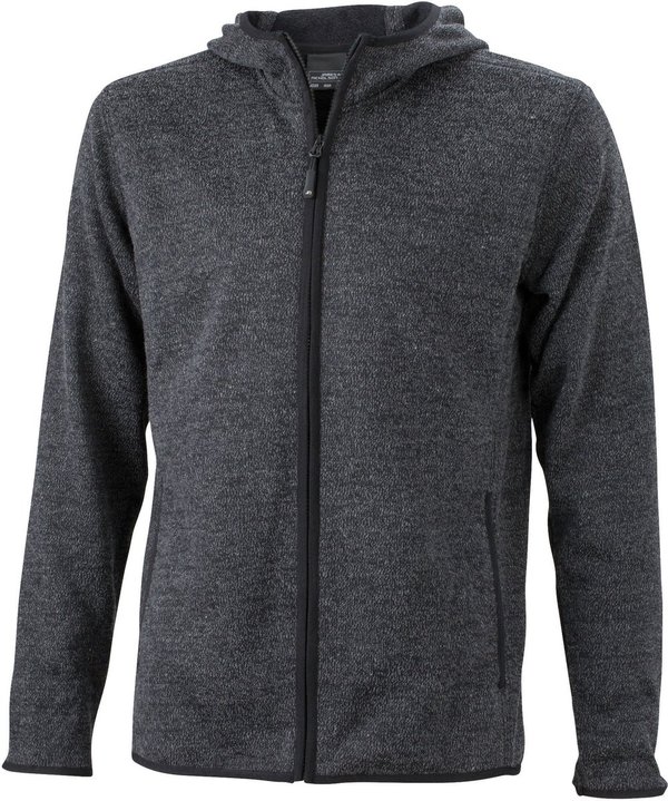James&Nicholson Strick-Fleece Kapuzenjacke Melange für Herren