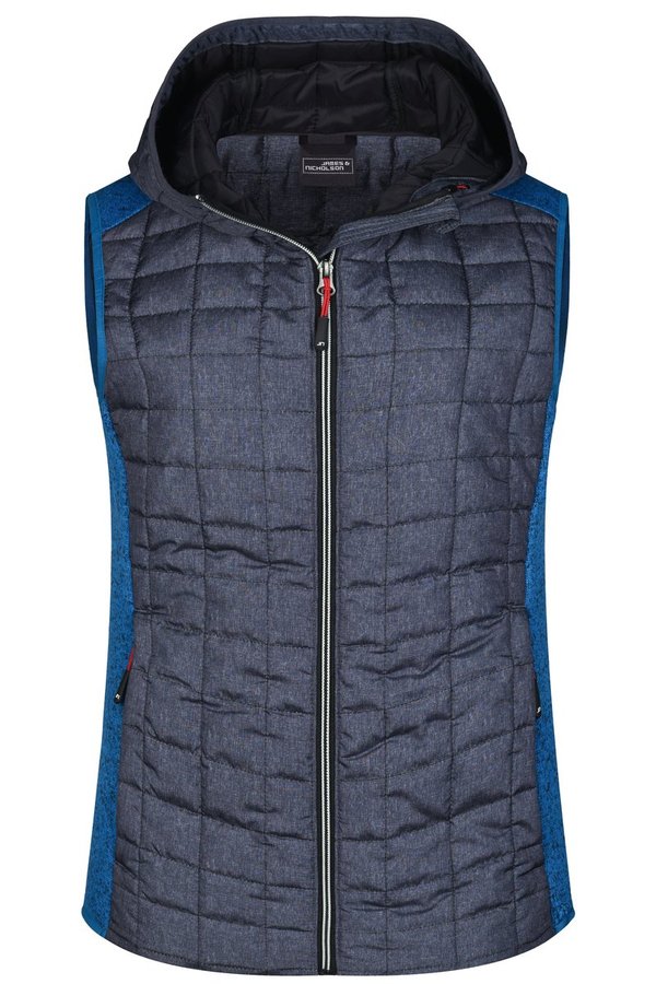 James&Nicholson Strick Hybrid Weste mit Kapuze für Damen