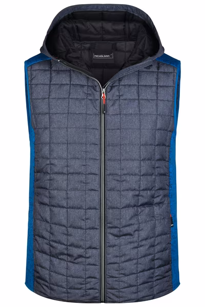 James&Nicholson Gilet Ibrido a Maglia con Cappuccio Trapuntato