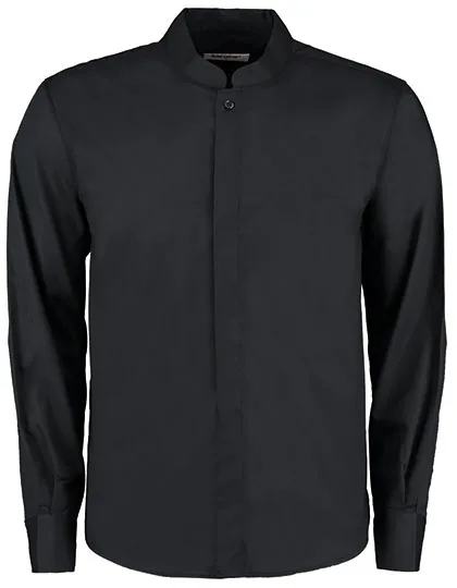 Bargear Herrenhemd Mandarin-Kragen Schwarz Stretch