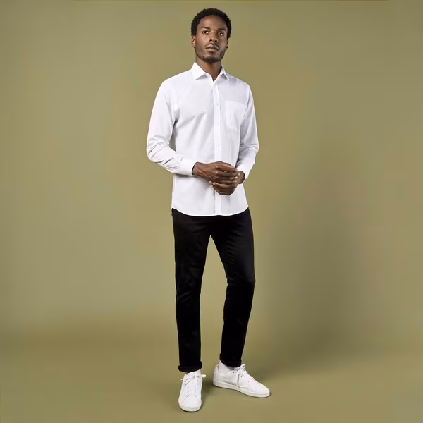 Kustom Kit Poplin Shirt with Shark Collar for Men