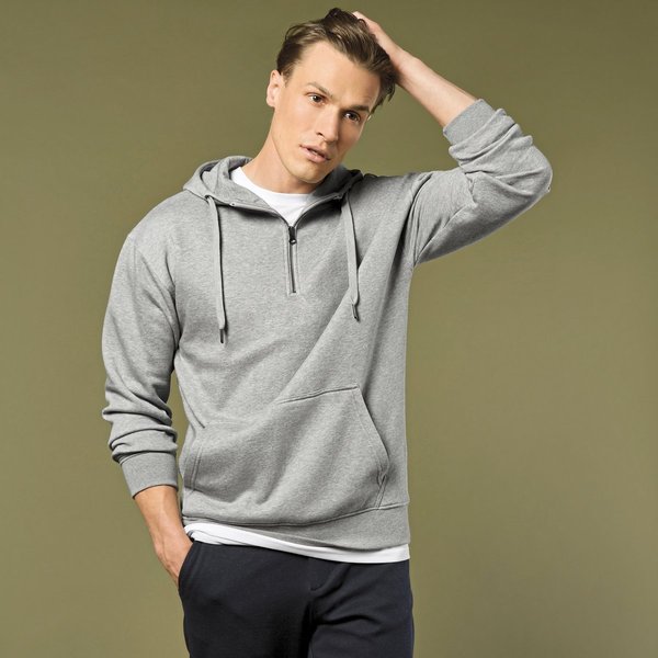 Regular Fit 1/4 Zip Hoodie Baumwolle