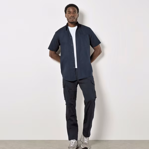 Kustom Kit Chemise Oxford manches courtes en mélange de Coton pour homme