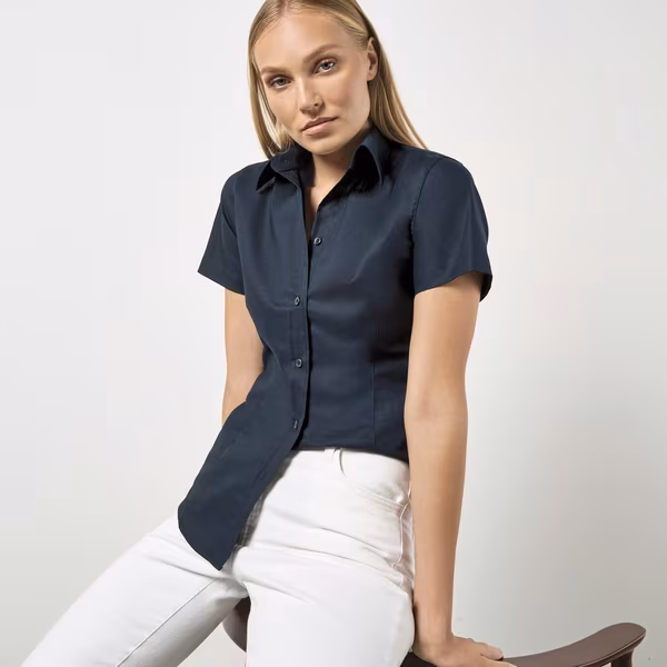 Kustom Kit Oxford Shirt Short Sleeve Tailored Fit for Women