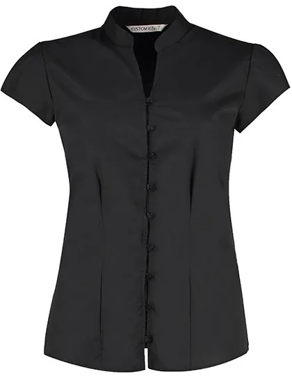 Kustom Kit Tailored Fit Blouse with Mandarin Collar