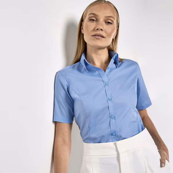 Kustom Kit Business Shirt Short Sleeve Tailored Fit for Women