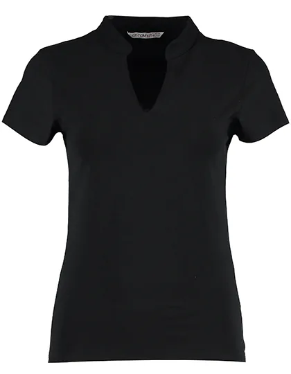 Kustom Kit Regular Fit Mandarin Collar Top for Women