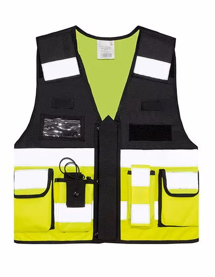 Korntex Taktische Weste Bonn mit Taschen und Reflexstreifen, Signal Yellow/Black M/XL, KX040