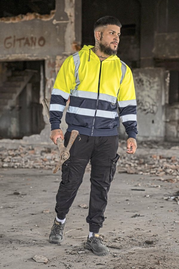 Korntex Hi-Vis Kapuzen-Sweatjacke mit Reflexstreifen