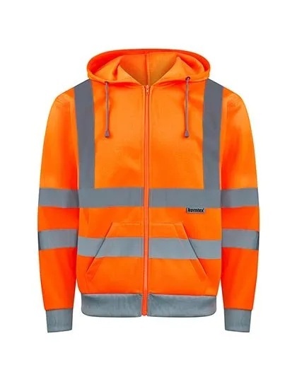 Korntex Hi-Vis Hooded Sweat Jacket with Reflective Stripes