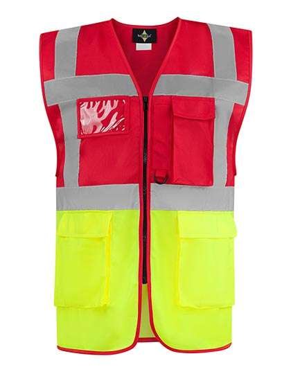 Korntex CO²-neutrale Multifunktions-Sicherheitsweste Hamburg, Red/Yellow S, KX810