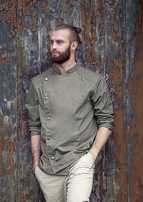 Karlowsky Kochjacke Jeans-Style mit Steppnähten