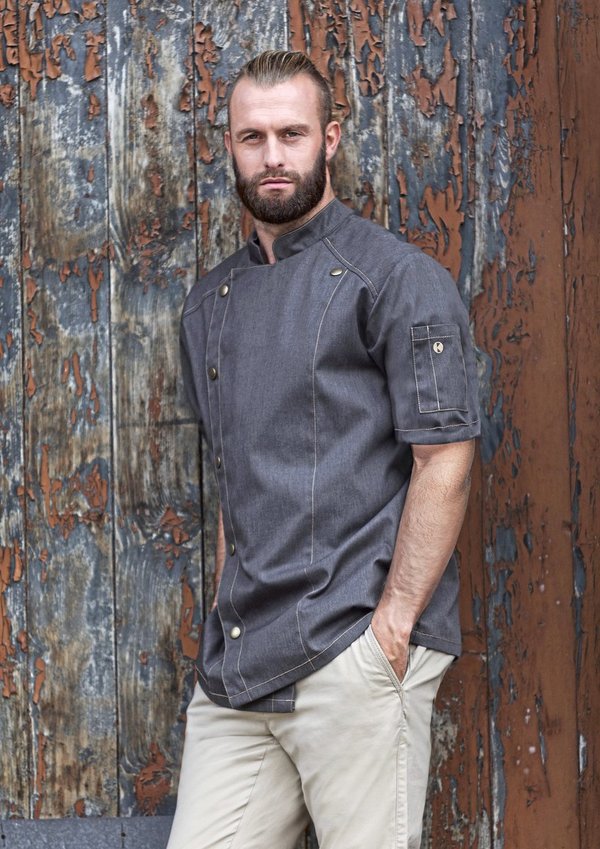 Kurzarm Kochjacke Jeans-Style