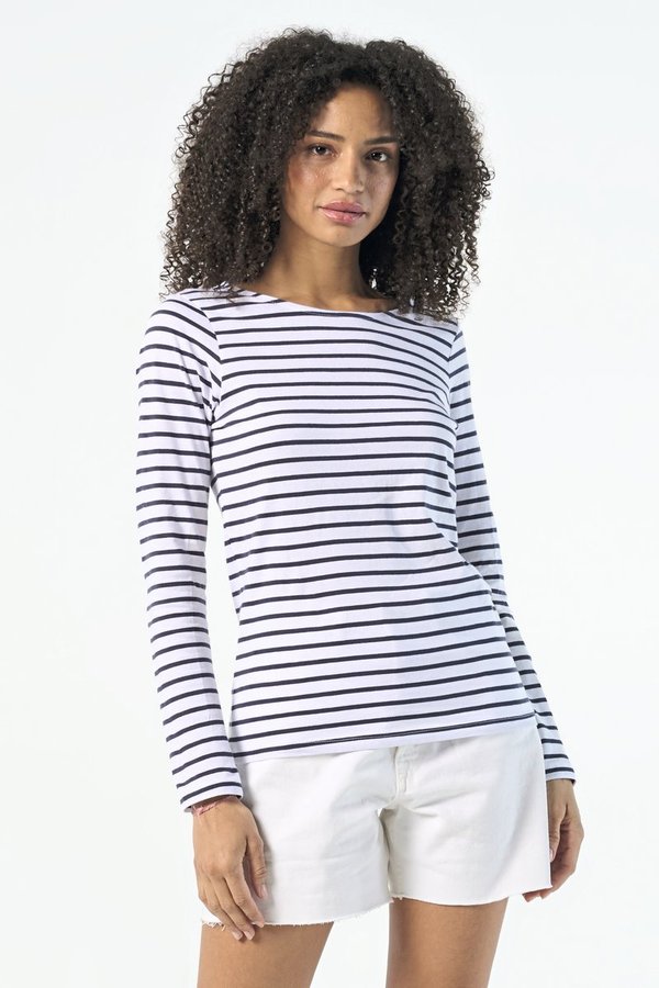 SOL´S Gestreiftes Langarmshirt mit Chambray-Details
