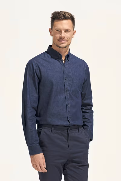 SOL´S Denim Hemd Barry mit Brusttasche für Herren