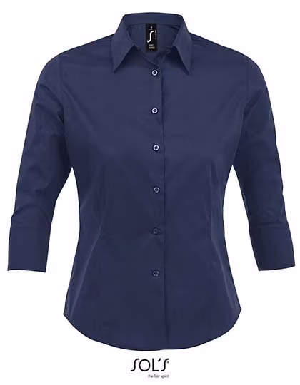 SOL´S Stretchbluse mit 3/4-Ärmeln für Damen, Dark Blue XL, L631