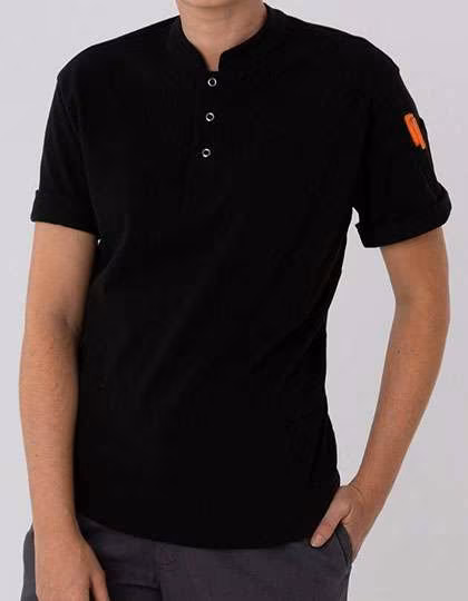 Le Chef Pique Chef Shirt Slim Fit Black/White