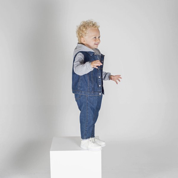 Larkwood Denimjacke mit Fleece-Kapuze und Ärmeln