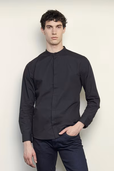 NEOBLU Long-Sleeve Shirt with Mandarin Collar and Organic Cotton