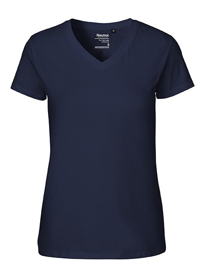 Neutral V-Ausschnitt T-Shirt aus Bio-Baumwolle für Damen, Navy XS, NE81005