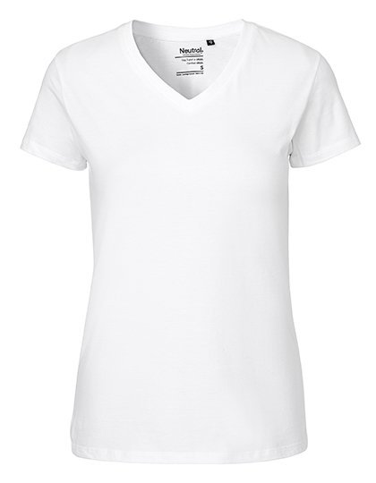 Neutral V-Ausschnitt T-Shirt aus Bio-Baumwolle für Damen, White M, NE81005