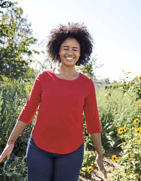 Neutral T-Shirt made of Organic Cotton, 3/4 Sleeves for Women