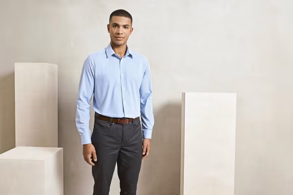 Premier Workwear Langarmhemd Microcheck Baumwolle für Herren