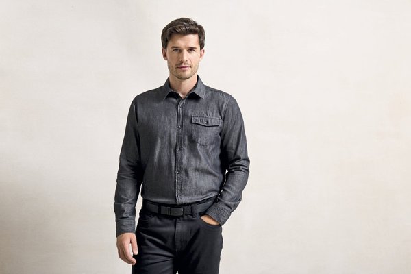 Premier Workwear Denim Hemd mit Kontrastnähten für Herren