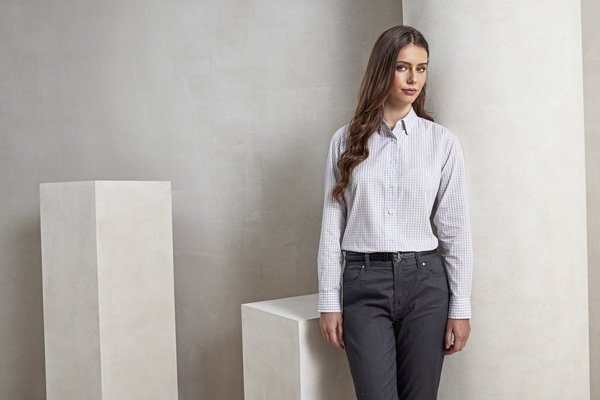 Premier Workwear Langarmhemd Maxton Check kariert für Damen